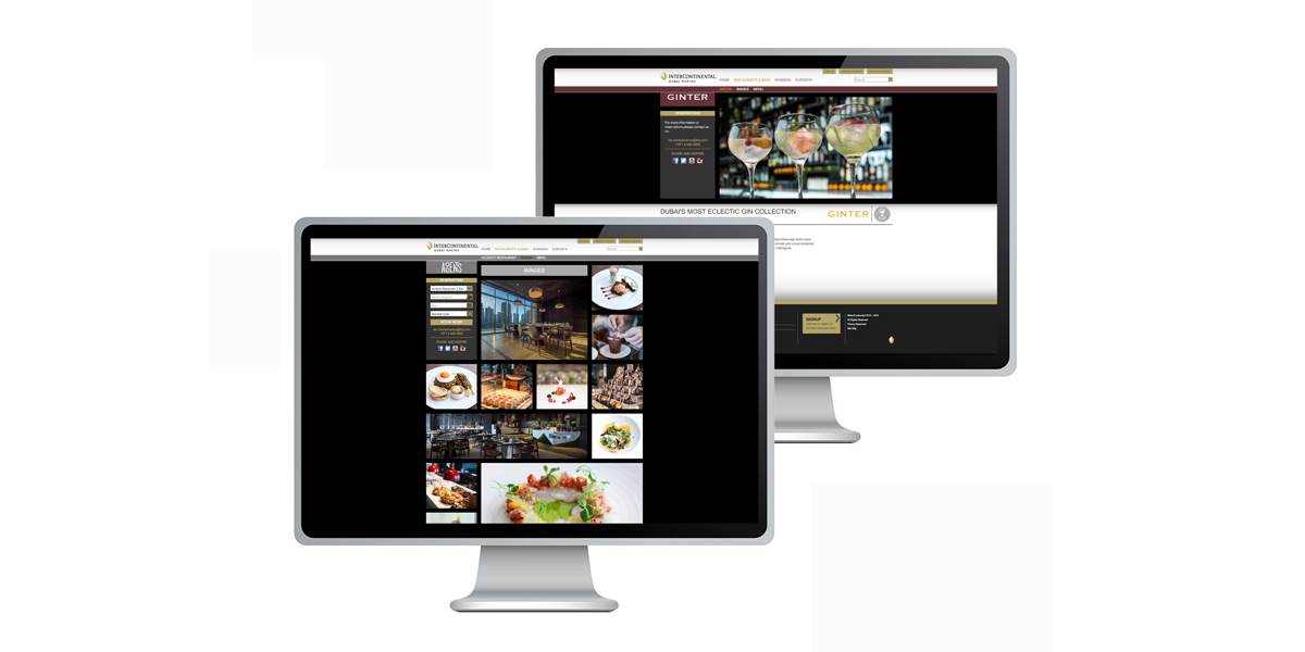 Intercontinental Dubai Marina dining gallery and restaurant website screen