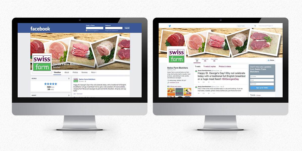 Swiss Farm Butchers desktop social media screens
