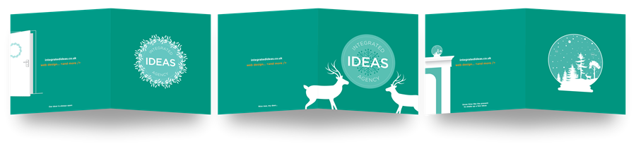 Branded Christmas cards in a line