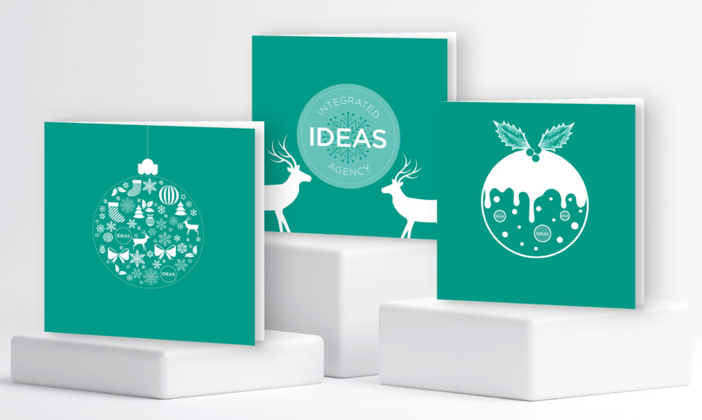 Branded Christmas cards on blocks