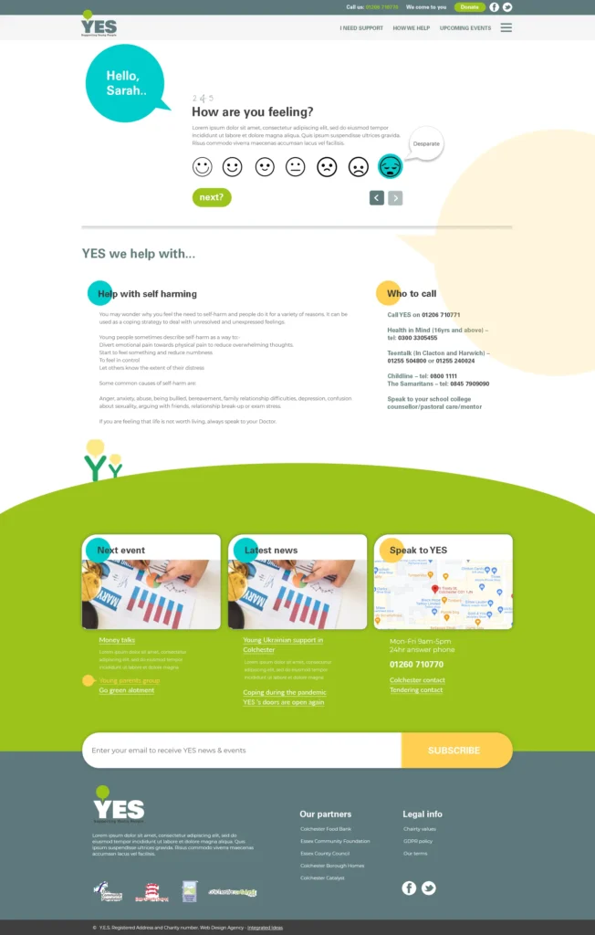 Web page design for YES