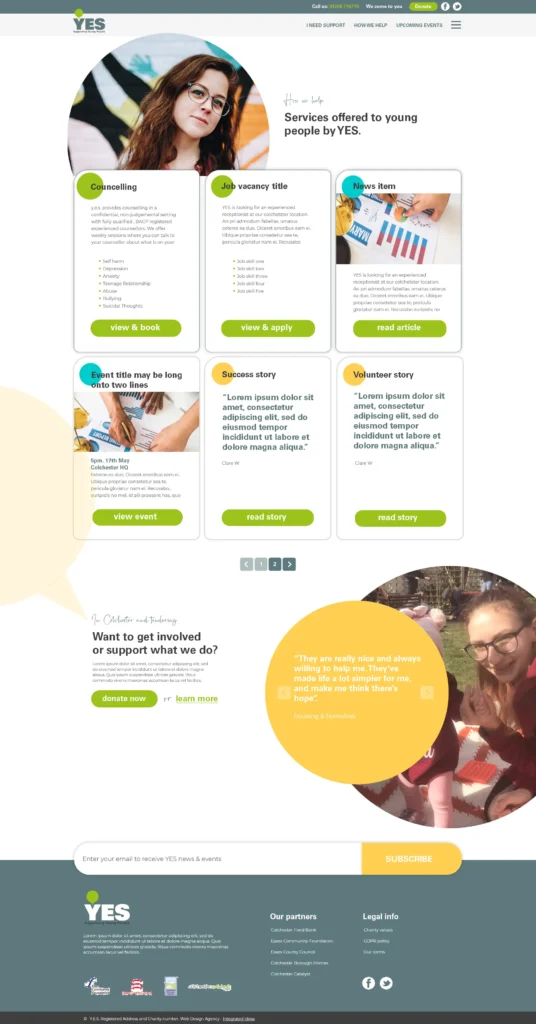 Web page design for YES