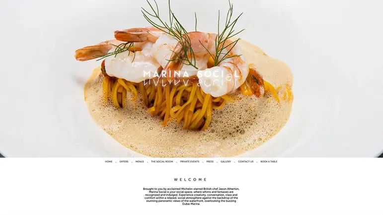 Marina Social website landing page